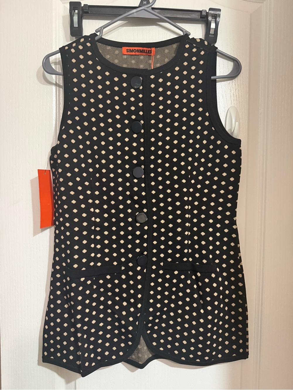 Simon Miller Black Sleeveless Tunic with Cream Dot Pattern - Picture 1 of 1